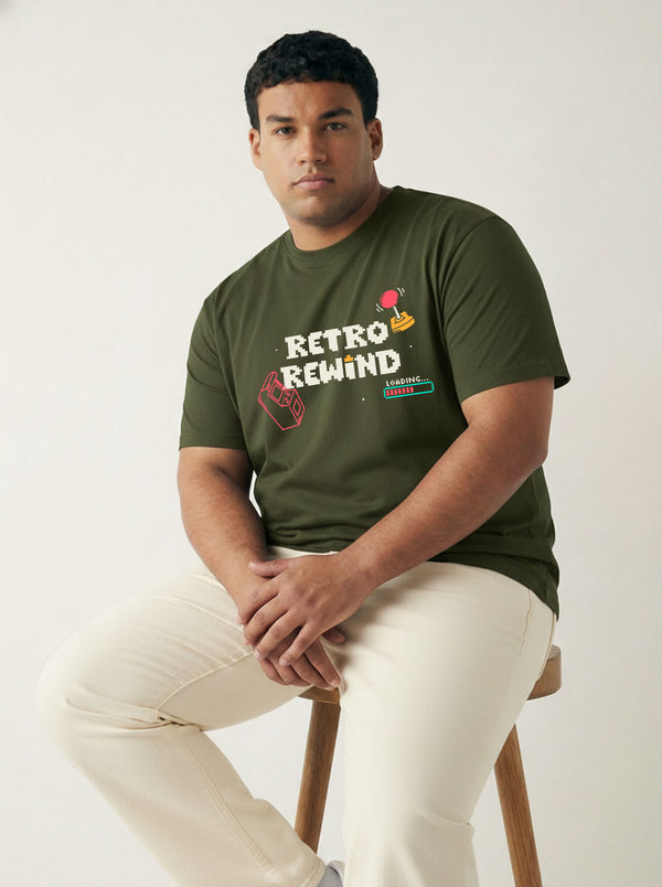 Retro Rewind Men T-shirt in Olive Green