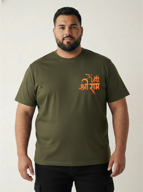 Shree Ram Men T-shirt in Olive Green