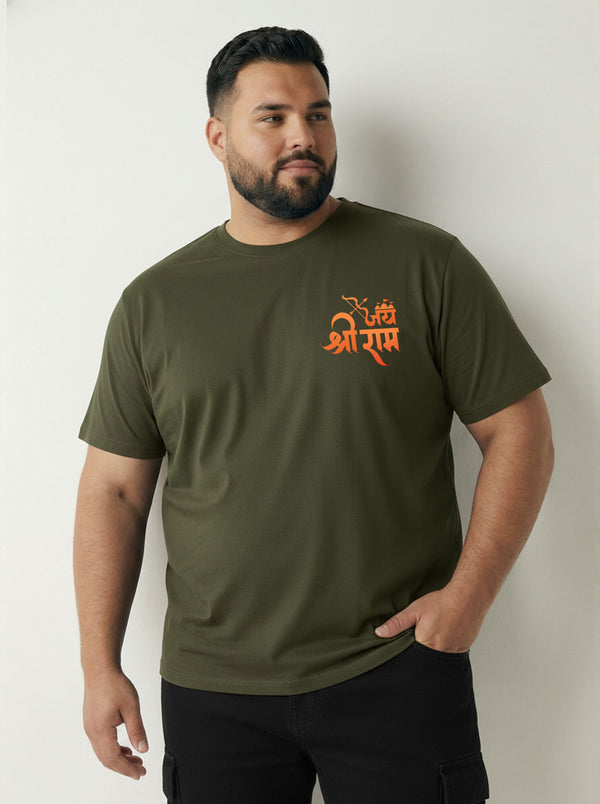 Shree Ram Men T-shirt in Olive Green
