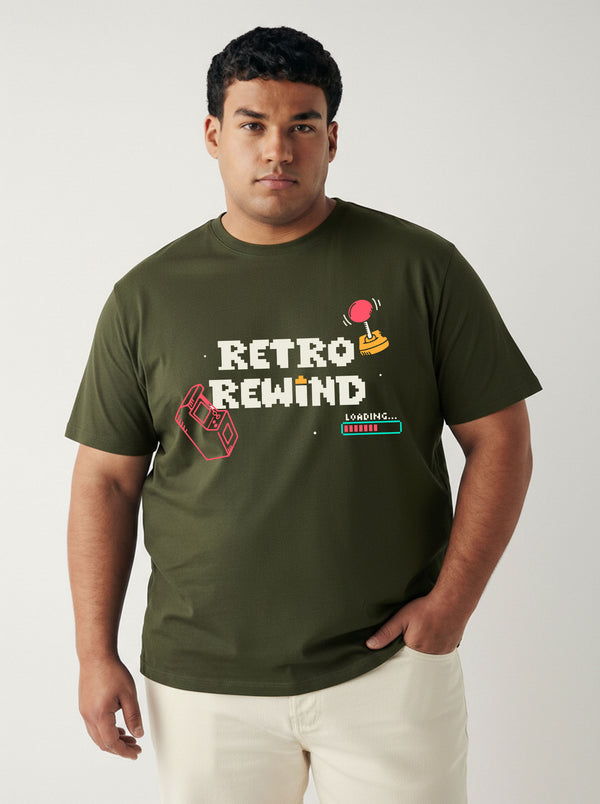 Retro Rewind Men T-shirt in Olive Green