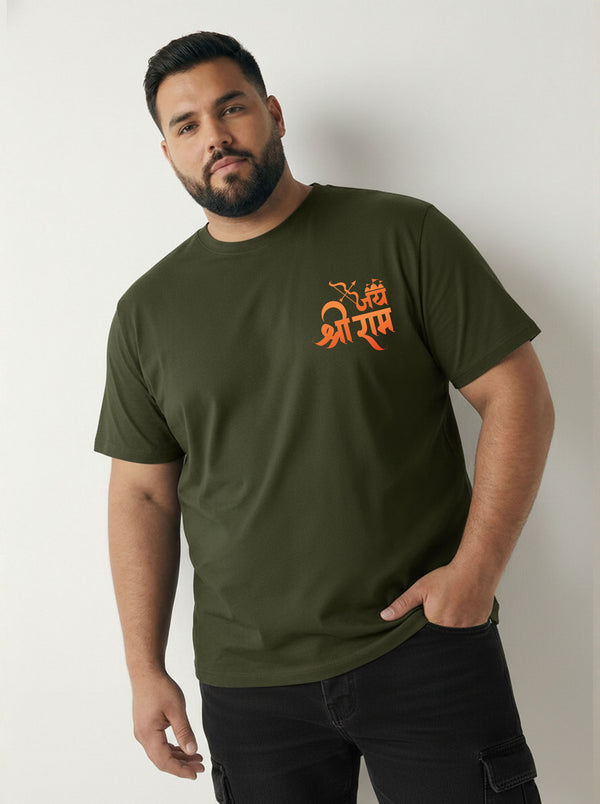 Shree Ram Men T-shirt in Olive Green