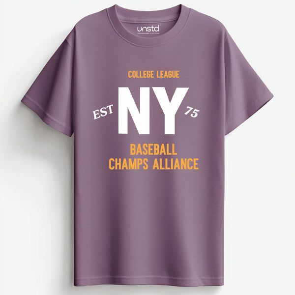 NY Baseball T-Shirt in Mauve