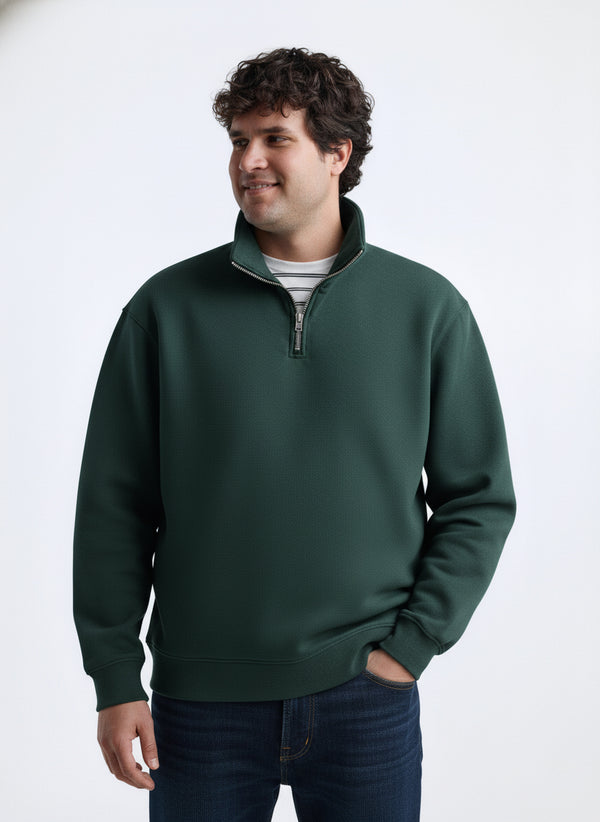 Premium Quarter-Zip Sweatshirt in Forest Green
