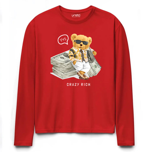 Crazy Rich Full Sleeve T-shirt in Red