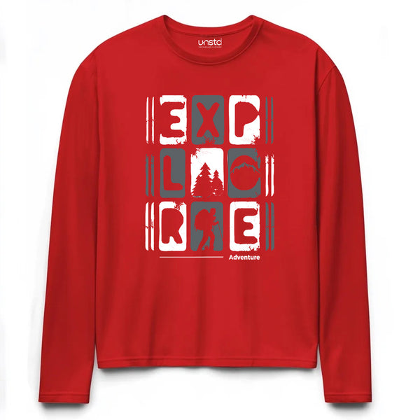 Explore Full Sleeve T-shirt in Red