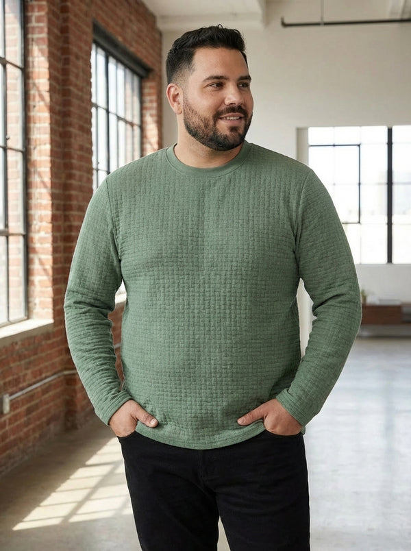 Premium Textured Full Sleeve T-shirt in Green