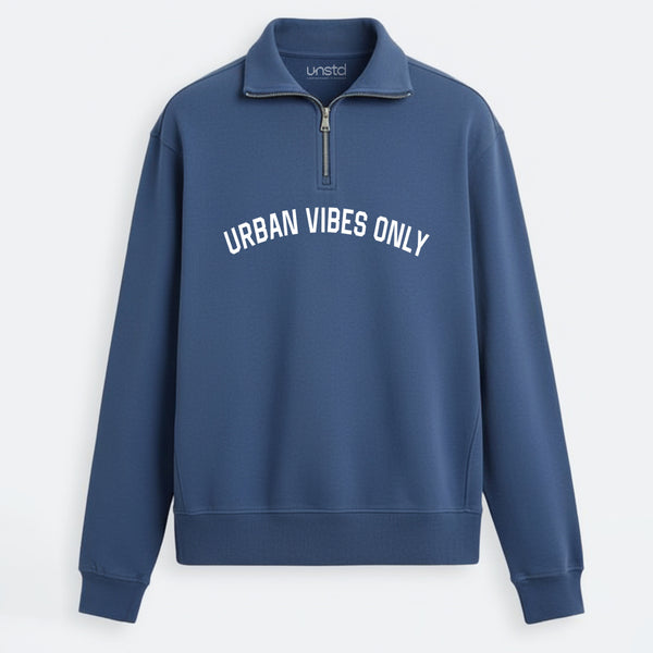 Urban Vibes Quarter-Zip Sweatshirt in Denim Blue
