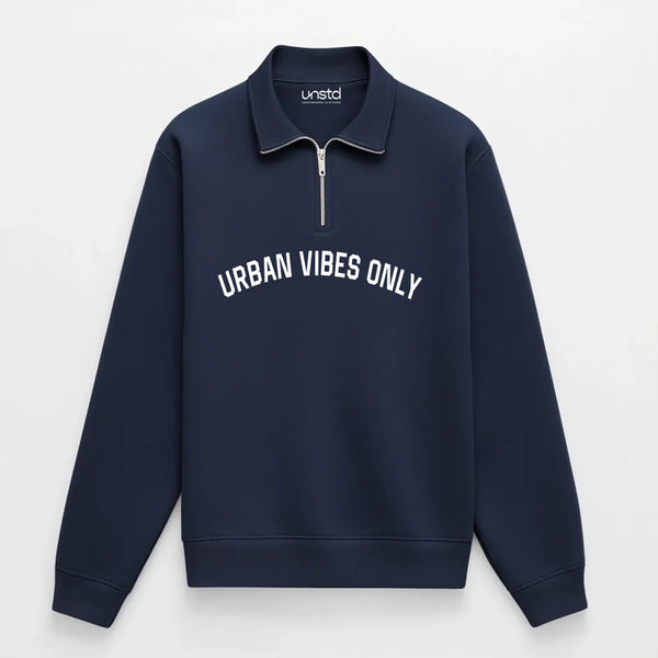 Urban Vibes Quarter-Zip Sweatshirt in Navy Blue