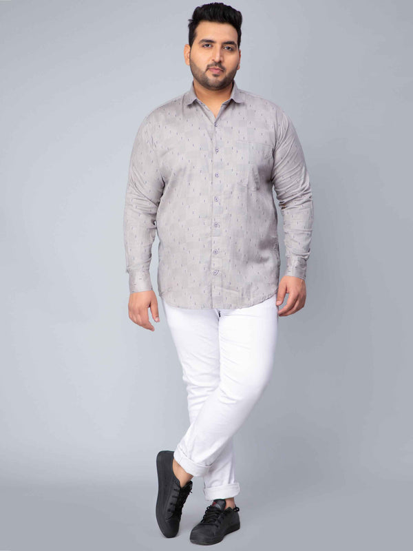 light grey square printed plus size shirt