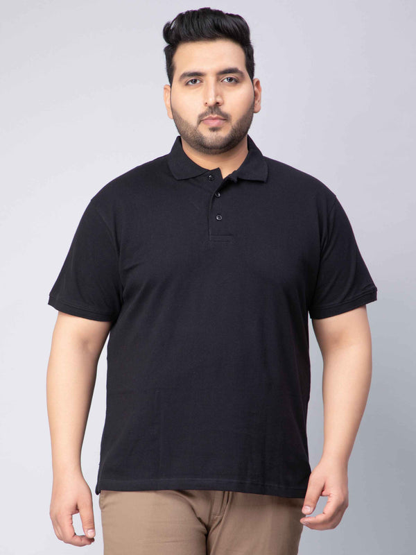 Solid Cotton Plus Size Polo T-shirt