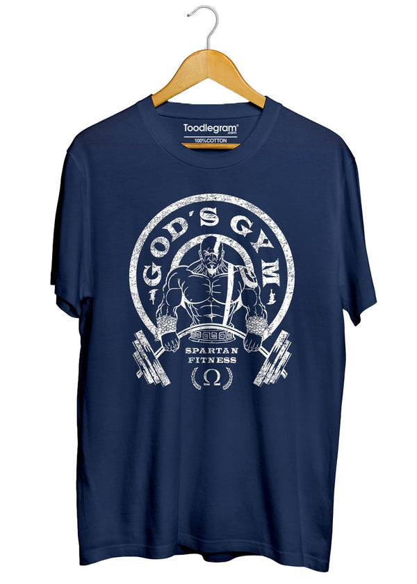 God's Gym Gold Gym Logo Gym T-Shirt in Navy