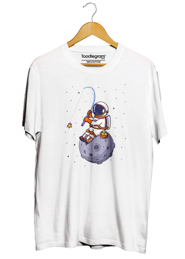 Astronaut Collecting Stars T-Shirt in White