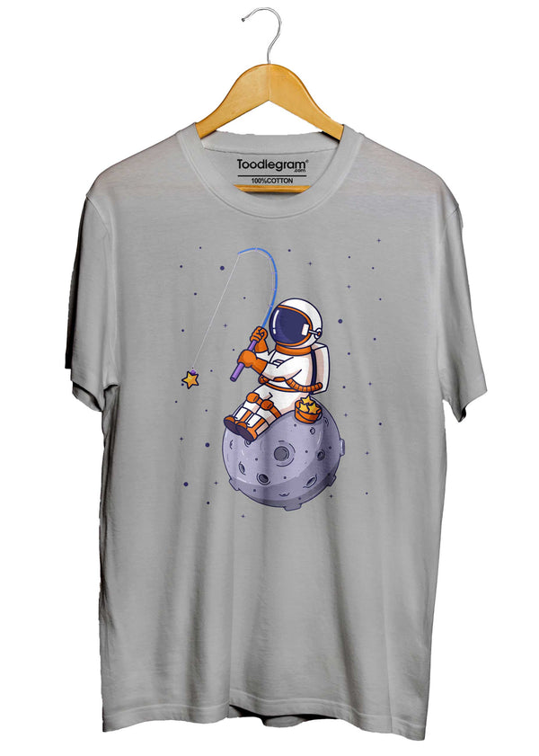 Astronaut Collecting Stars T-Shirt in Grey Melange